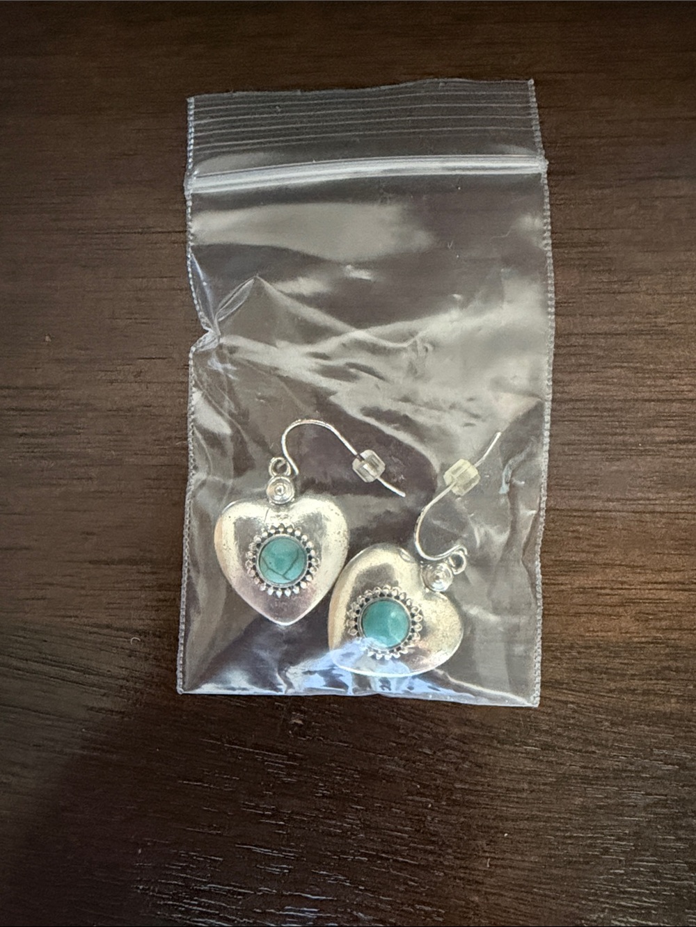 Silpada Silver Heart Earrings with Turquoise Accents